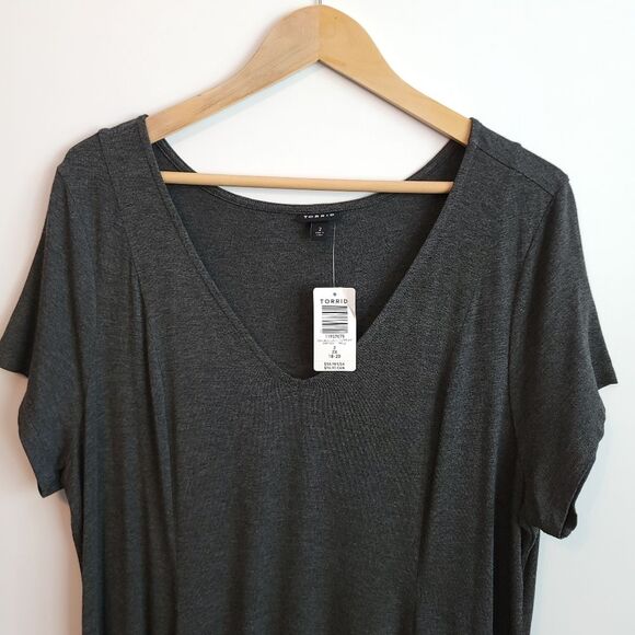 Torrid Jersey Fluted Dress Charcoal Gray NWT - Picture 5 of 10